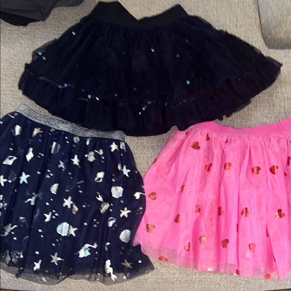 Set of Three Girls' Tulle Skirts - 2 Navy, 1 Pink